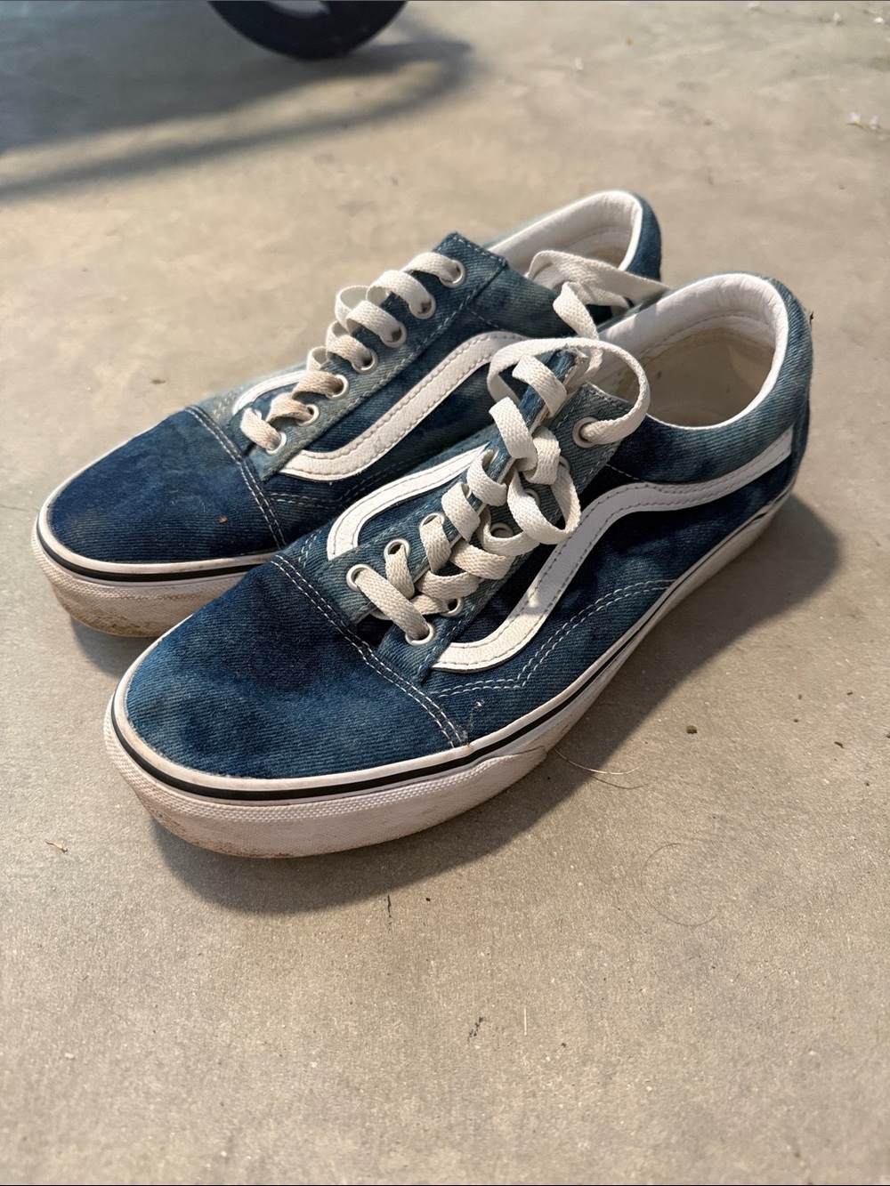 Vans Blue Denim Low-Top Sneakers with White Stripe